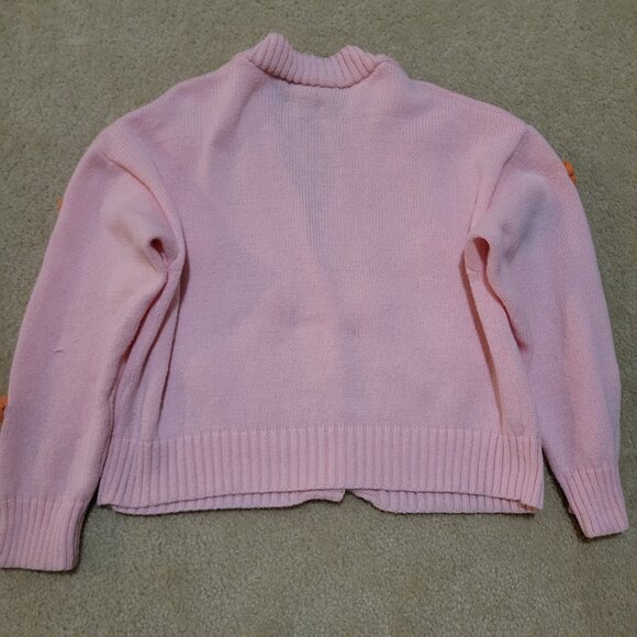 Coco & Shay Women’s Size Large Pink ButtoneUp Knit Cardigan Barbiecore Hippi 70s - Picture 2 of 8